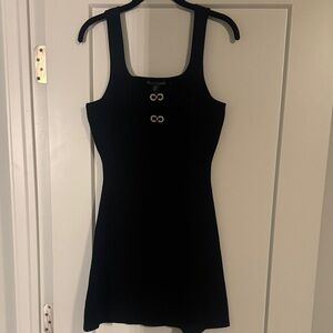 Christian Lacroix Black Mini Dress with Buckle Accents